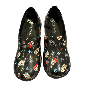 Easy Street Day Of The Dead Women Shoes Size 8 Laurie Clogs Nursing